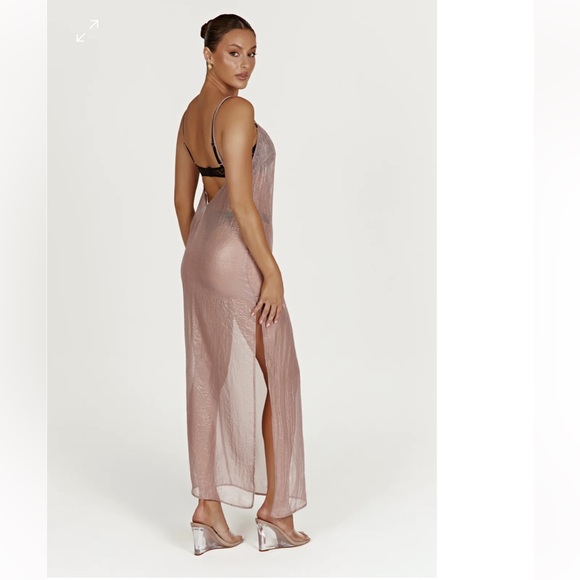 Meshki Other - Meshki Phoebe sheer iridescent maxi swim cover up dress small